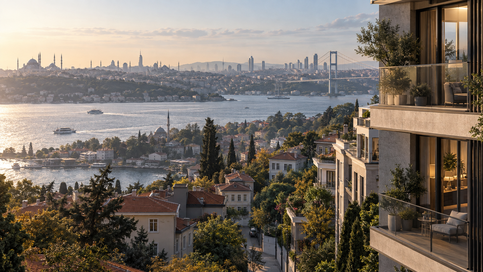 Modern residential property overlooking Istanbul and the Bosphorus illustrating the link between location and property selection.